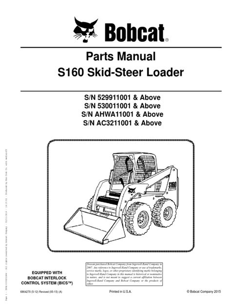 Read Online Bobcat S160 Owners Manual 