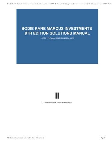 Download Bodie Kane Investments 8Th Edition Solutions Manual 