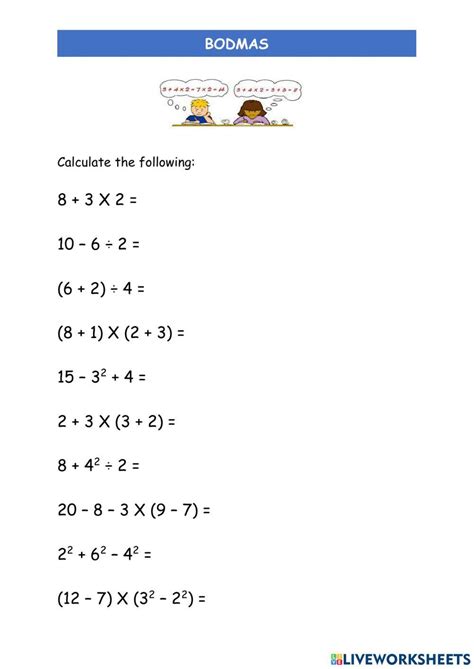 bodmas worksheet ks2