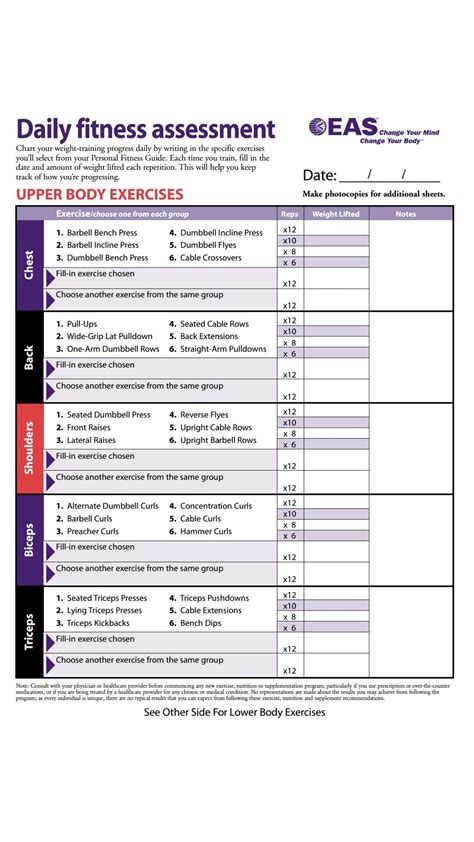 body for life workout plan spreadsheet