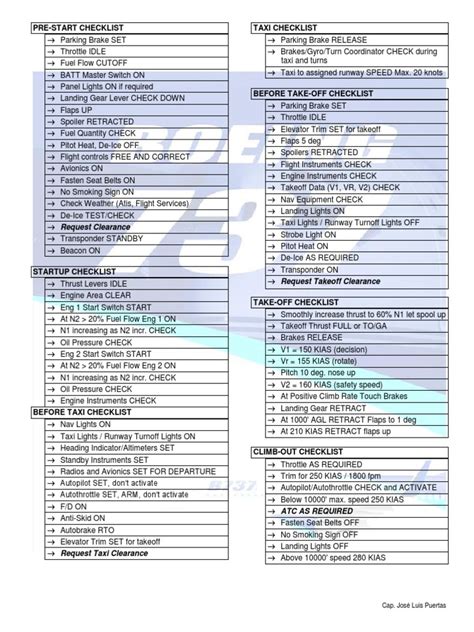 Boeing 737 200 Checklist
