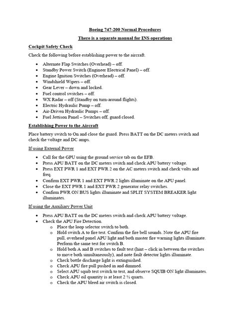 Boeing Normal Procedures Guide