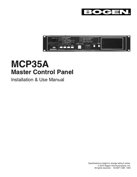 Read Bogen Mcp35A User Guide 