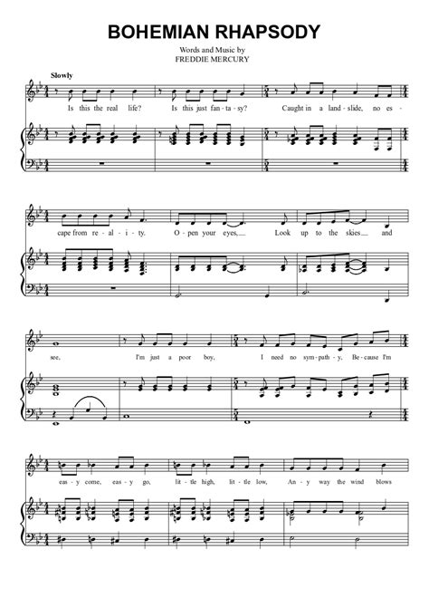 bohemian rhapsody piano sheet music musescore