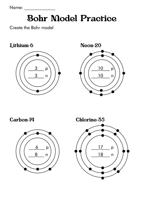 Bohr Model Worksheet