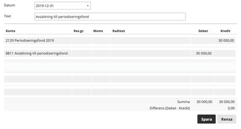 boka periodiseringsfond