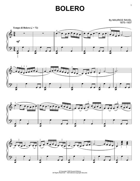Full Download Bolero Ravel Beginner Piano Sheet Music 