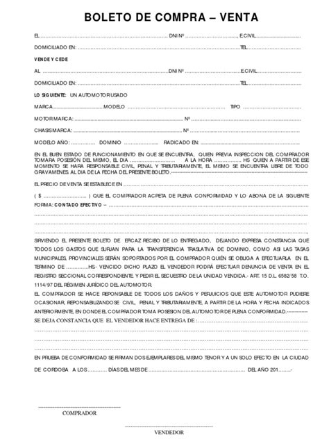 Boleto De Compraventa Pdf