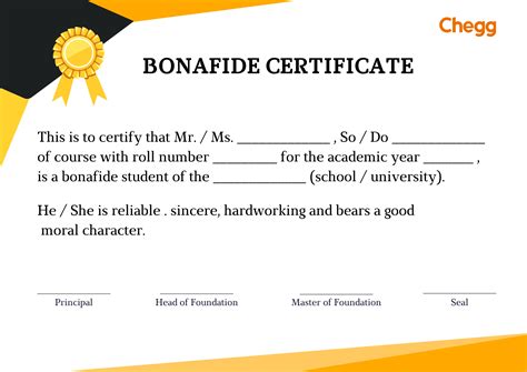 Bonafide Certificate Sample