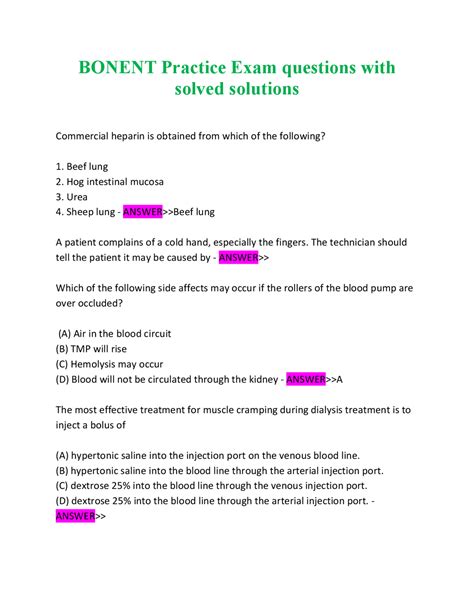 bonent practice test