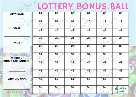 Bonus Ball Sheets Template