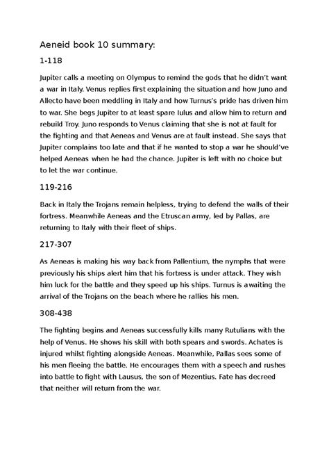 Book 10 Aeneid Summary