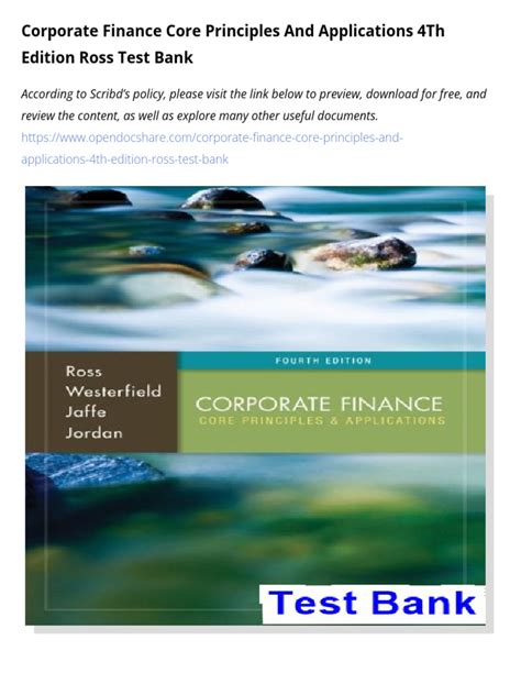 Book Corporate Finance Core Principles And Applications