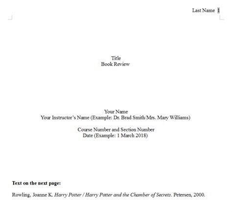 book review mla format example