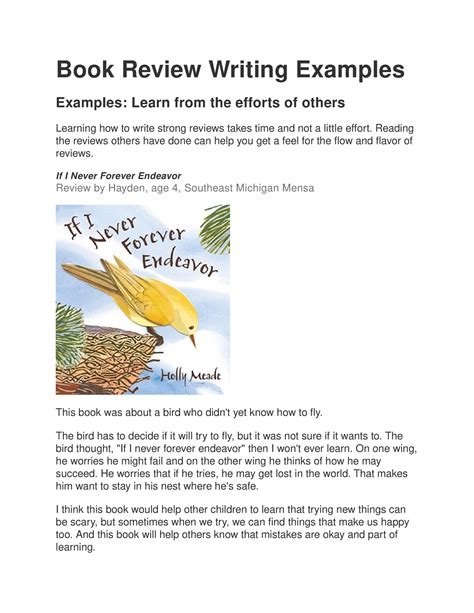 book reviews example