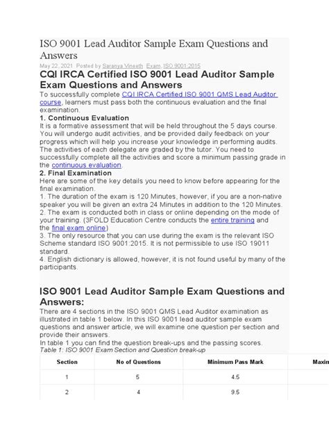 Download Book Iso 9001 Lead Auditor Exam Questions And Answers Pdf 