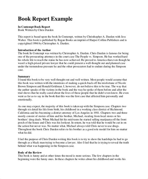 Download Book Report Sample Paper 