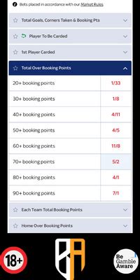booking points in betting