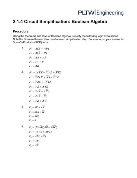 Boolean Algebra Worksheet Learning Electronics Boolean Algebra Worksheet - Boolean Algebra Worksheet