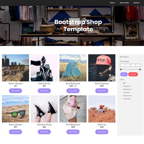 bootstrap shop template free