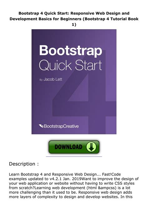 Download Bootstrap 4 Quick Start Responsive Web Design And Development Basics For Beginners 