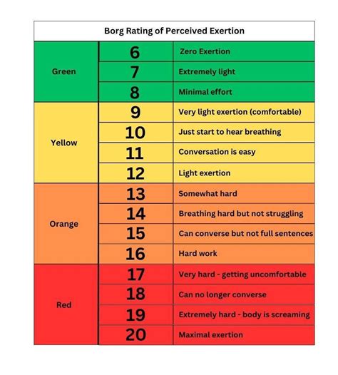 Borg Scale For Rating Perceived Exertion