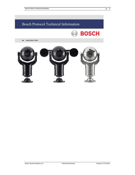 Bosch Protocol Technical Information
