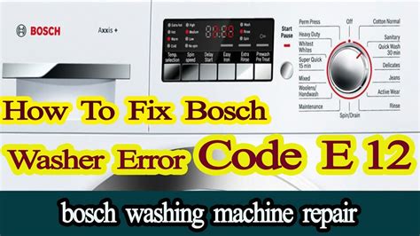 Download Bosch Washer Error Codes E12 