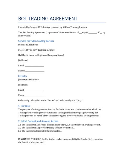 Bot Agreement Sample