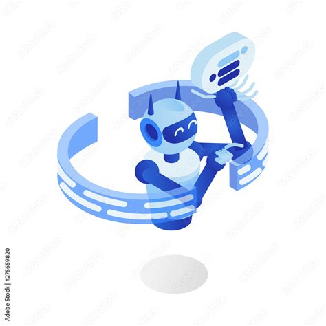bot flat vector illustration. Futuristic robot program