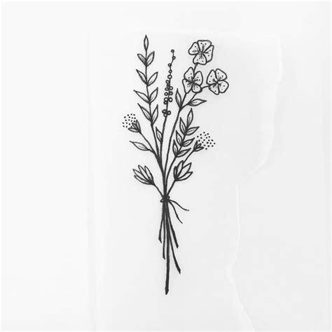 botanical line drawing Wildflower tattoo, Flower tattoo designs