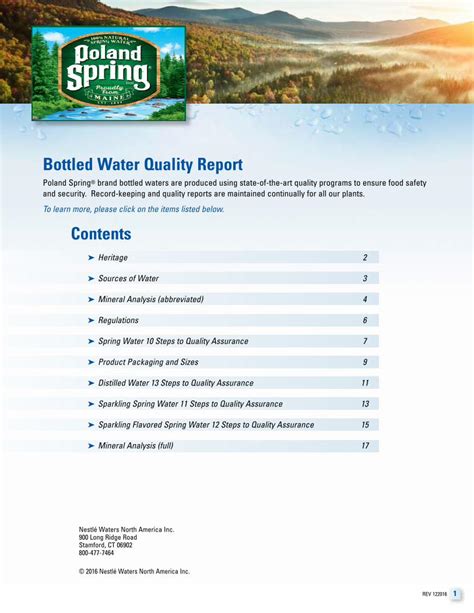 Read Online Bottled Water Quality Report Contents Nestle 