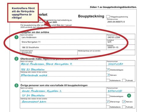 bouppteckning  vid  personlig  grabb kallelsebevis