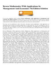 Read Bowen Mathematics With Applications In Management And Economics 7Th Edition Solution Free Download 
