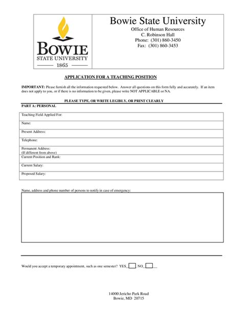 Download Bowie State Paper Application 