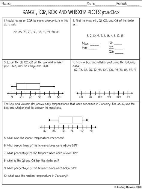 Box And Whisker Plot Worksheet