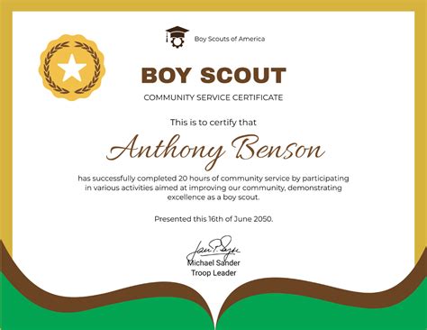 boy scouts and certificates of appreciation