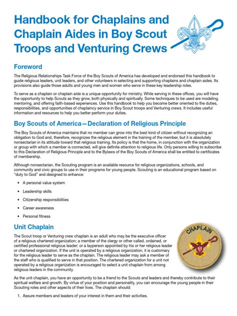 Boy Scouts Chaplain Aide Prayers