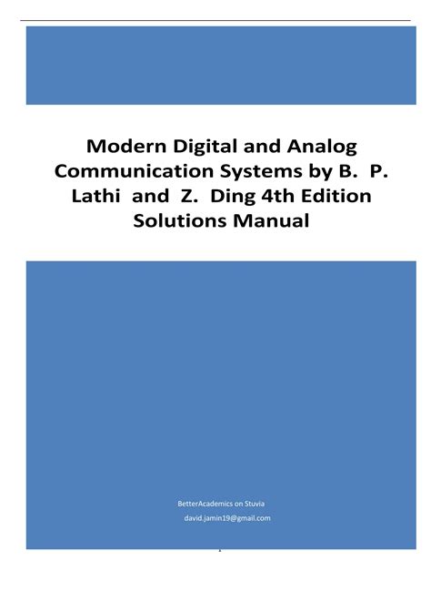 Read Online Bp Lathi 4Th Edition Analog Communication Manual 