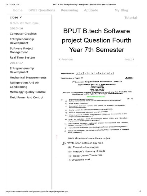 Read Bput 2012 Back Paper Question 