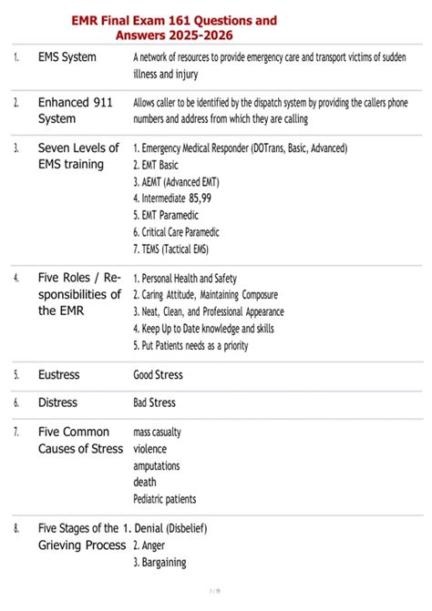 Brady Emr Final Exam