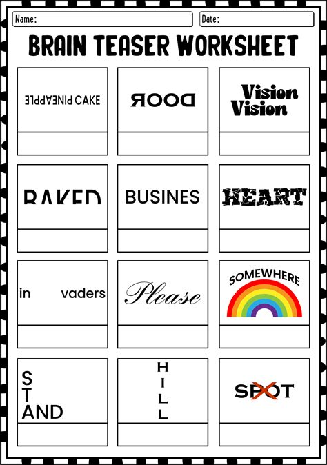 Brain Teaser Worksheets