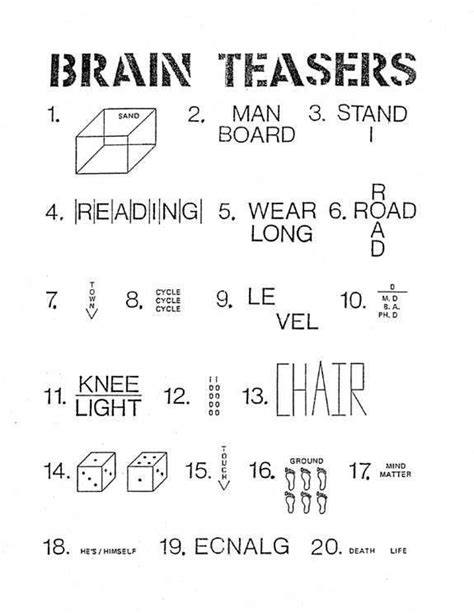 Brain Teaser Worksheets Science Brain Teasers Worksheets - Science Brain Teasers Worksheets