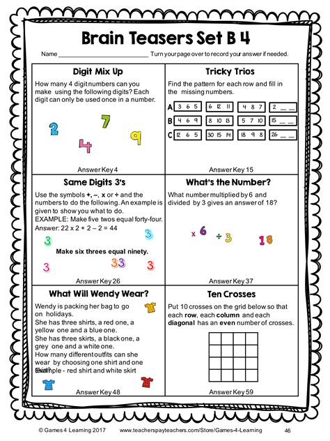 Brain Teasers For 5th Graders Multiplication Worksheets 5th Right Brain Math Worksheets - Right Brain Math Worksheets