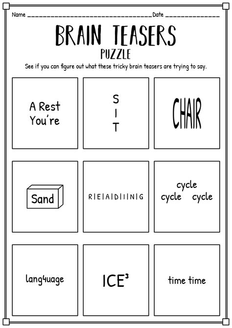 Brain Teasers Worksheet No 10 Student Handouts Printable Science Brain Teasers - Printable Science Brain Teasers