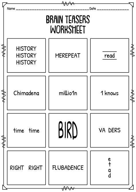 Brain Teasers Worksheets