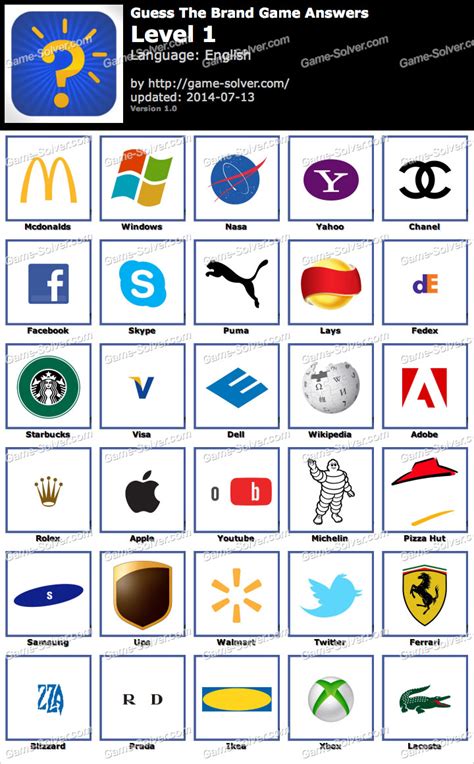 brand name game printable