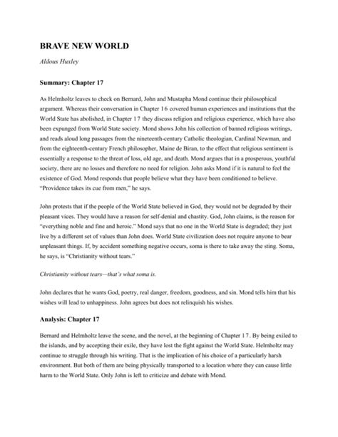 Brave New World Chapter 17