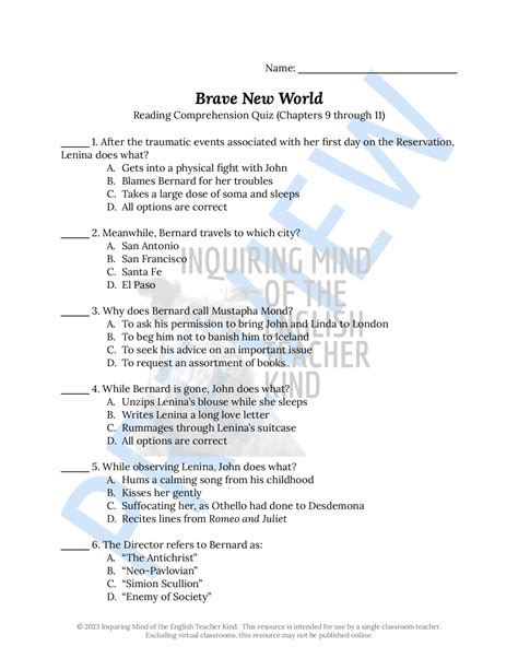 Read Online Brave New World Chapter Questions Answers 