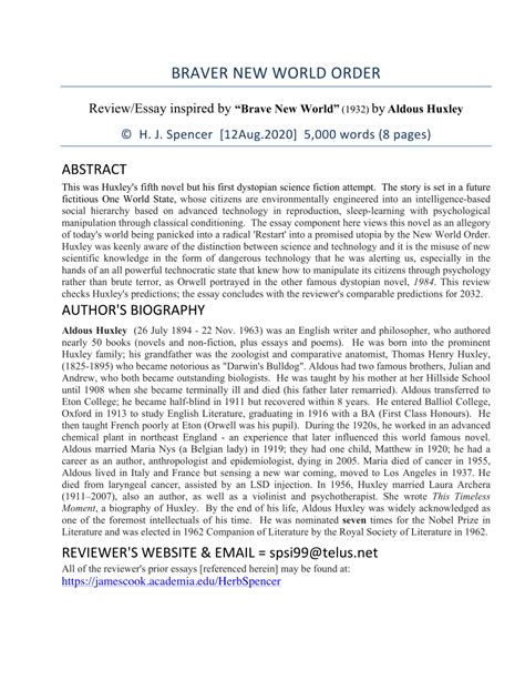 Full Download Brave New World Research Papers 